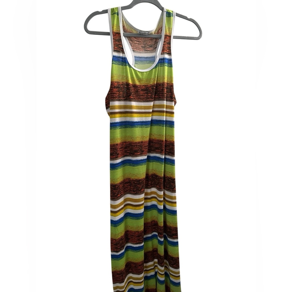 Crossover Racerback Maxi Dress Black multi color PTP21